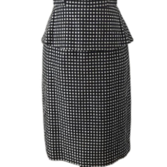 Anne Klein Black and White Polka Dot Peplum Dress Size 8 - Picture 5 of 10